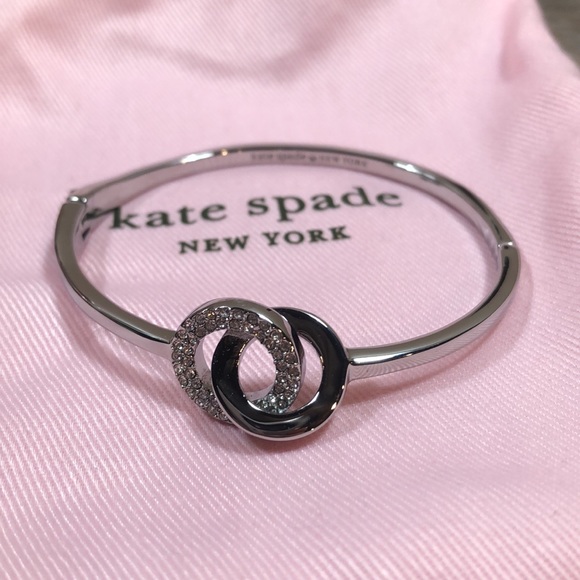 Kate Spade Rhinestone accent silver tone hinge bangle bracelet - Picture 3 of 9